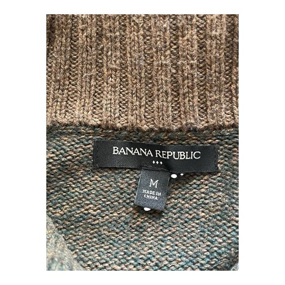 Banana Republic Men’s M Olive Green Wool Blend Ribbed Shawl Collar Sweater - Picture 4 of 6